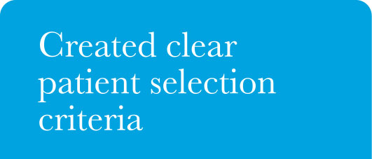 Created clear patient selection criteria